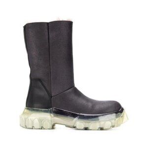 Rick Owens Black Shearling Mega Bozo Tractor Chelsea Boots Defect Size 41 M8 W11